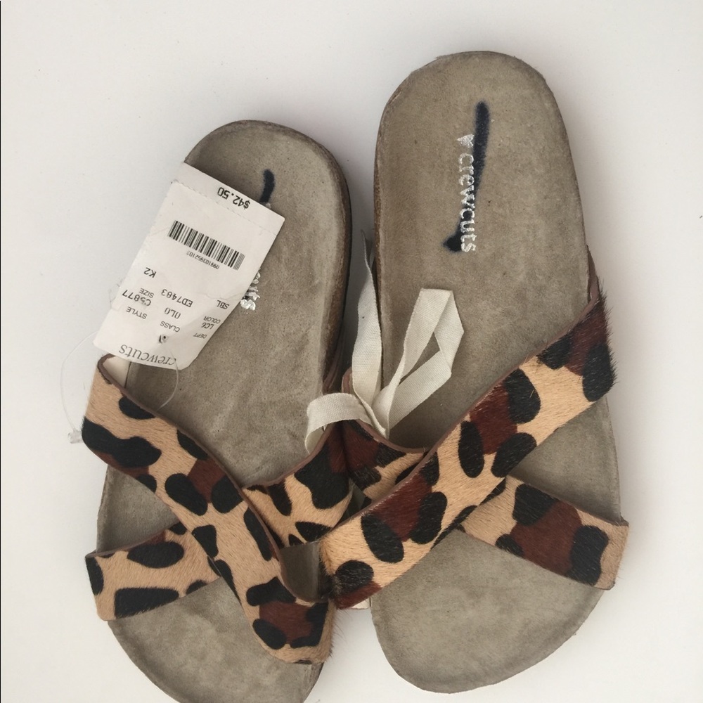 Crewcuts leopard print kids sandals NWT